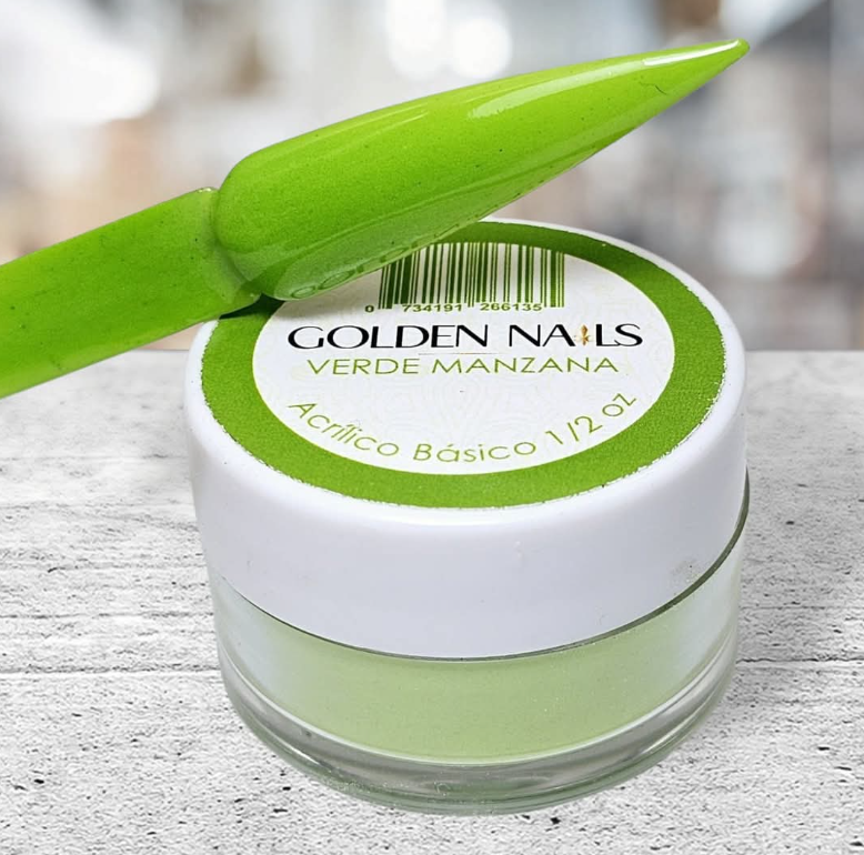 ACRILICO VERDE MANZANA GOLDEN NAILS
